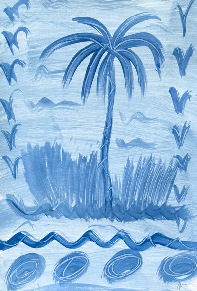 Blue Cove Palm Painting V