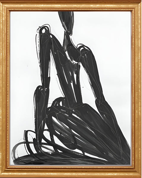 Inky India I in Gilded Frame