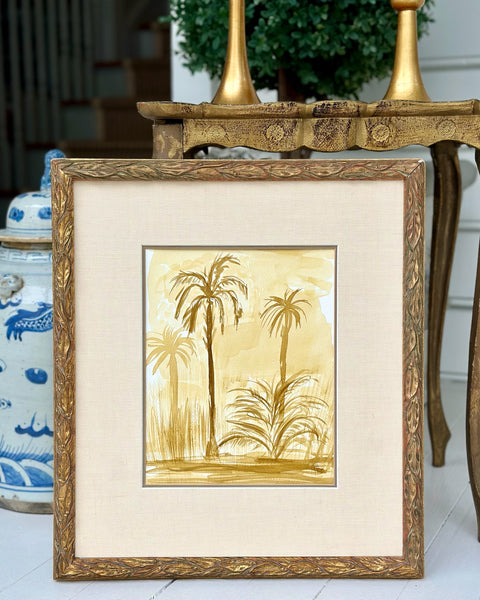 Antique Framed Sepia Colonial Palms