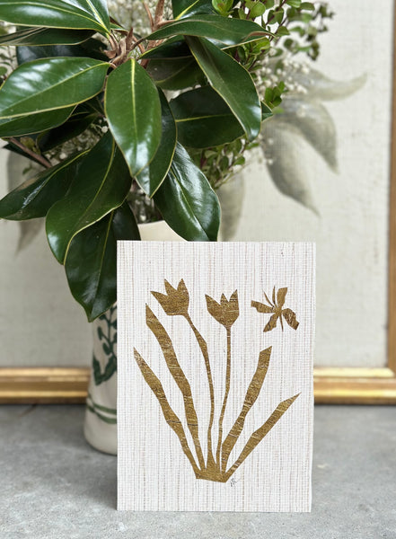 Grasscloth and Gold Leaf Botanical III