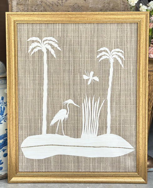 Framed Grasscloth Landscape Collage