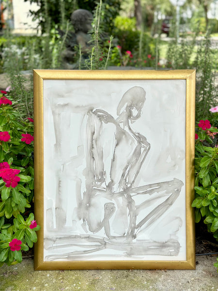 Antique Framed Washed Colette Figure Study