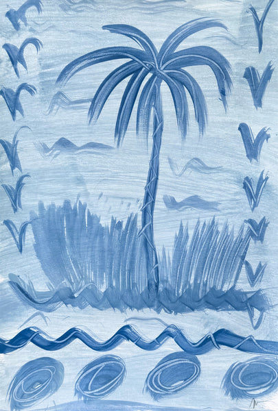 Blue Cove Palm Painting III