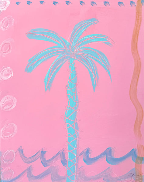 Harbor Island Painted Palm Study on Panel I
