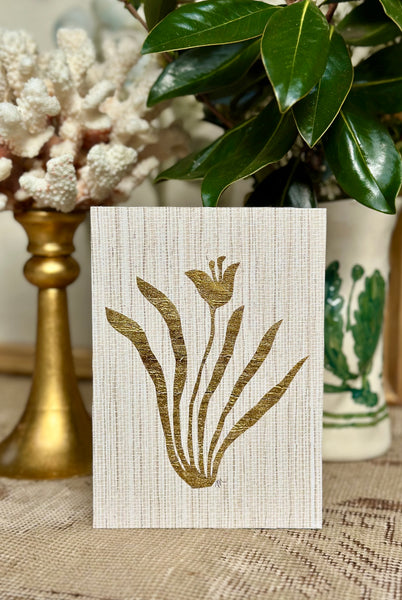 Grasscloth and Gold Leaf Botanical II