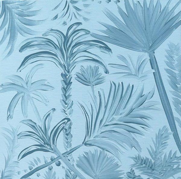 Blue Palm Botanical on Canvas Panel