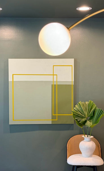 36x36 Green Delft Abstract on Canvas