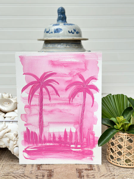 9x12 Hot Pink Palm Study