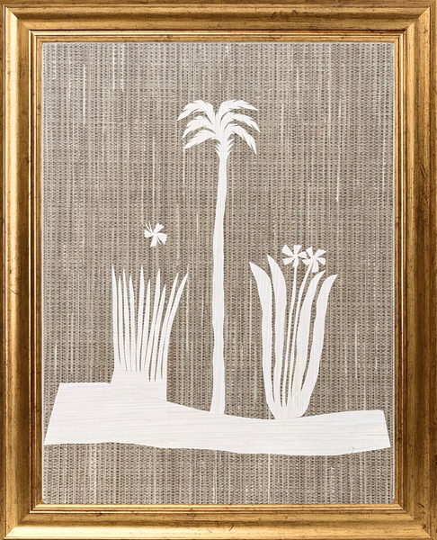 Framed Grasscloth Palm Collage I
