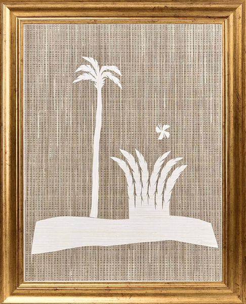 Framed Grasscloth Palm Collage II