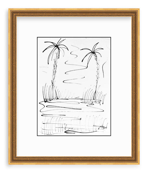 15.75 x 18.75 Framed Inky Palm Study II