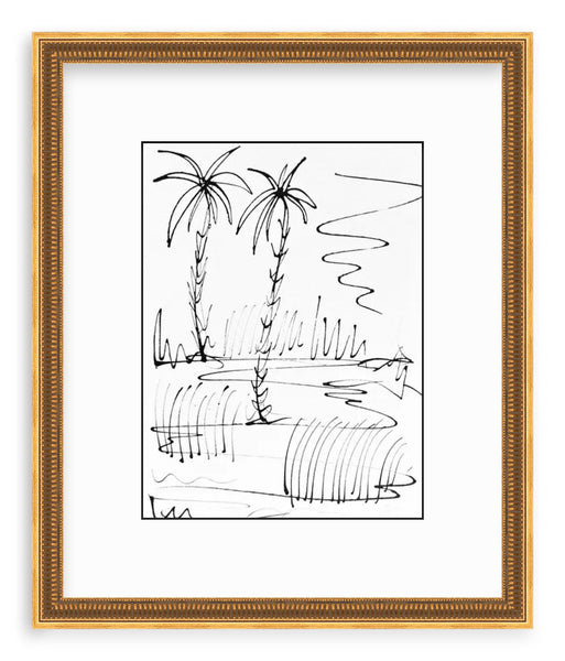 15.75 x 18.75 Framed Inky Palm Study I