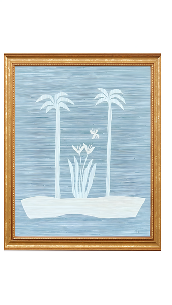 Framed Blue Grasscloth Landscape I
