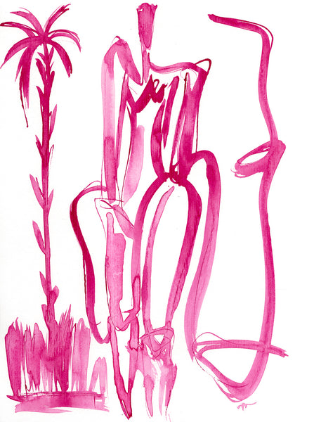 9x12 Pink Ellis with Palm I