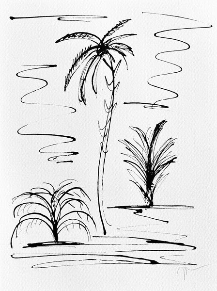 Inky Palm Botanical Study 11x15