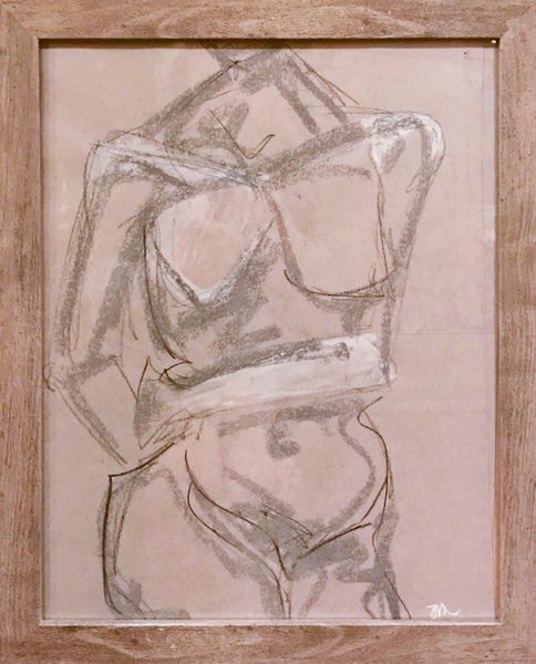 Charcoal Figure Study - HALEY MATHEWES FINE ART original abstract art landscape figure figures landscapes Charleston artist unframed framed lucite gold watercolor charcoal canvas contemporary modern affordable classic