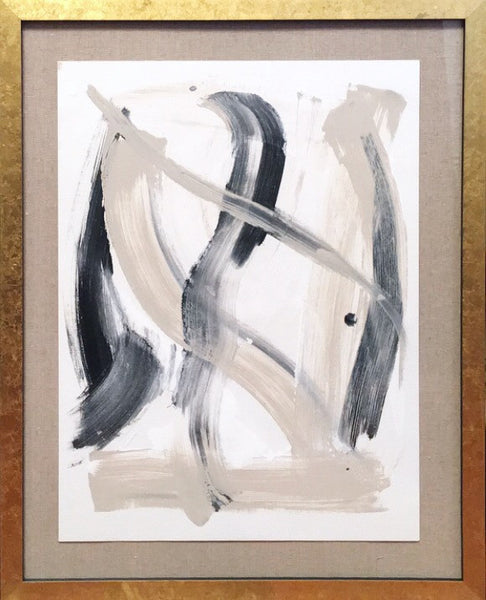 Abstract In Gold Frame - HALEY MATHEWES FINE ART original abstract art landscape figure figures landscapes Charleston artist unframed framed lucite gold watercolor charcoal canvas contemporary modern affordable classic
