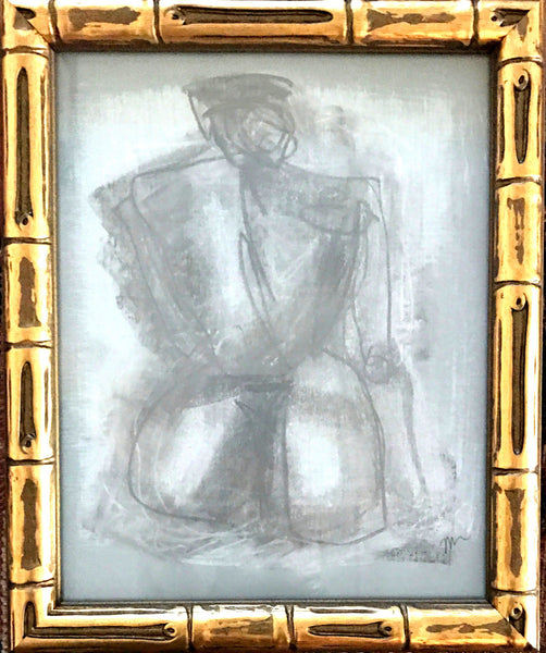 Figure in Bamboo - HALEY MATHEWES FINE ART original abstract art landscape figure figures landscapes Charleston artist unframed framed lucite gold watercolor charcoal canvas contemporary modern affordable classic