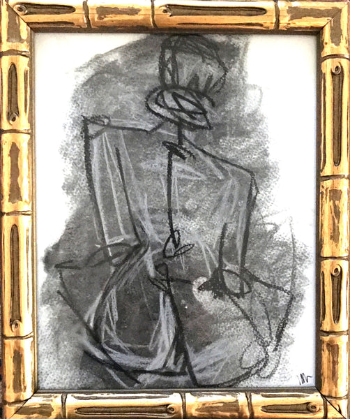 Figure in Bamboo - HALEY MATHEWES FINE ART original abstract art landscape figure figures landscapes Charleston artist unframed framed lucite gold watercolor charcoal canvas contemporary modern affordable classic