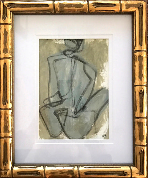 Figure in Bamboo - HALEY MATHEWES FINE ART original abstract art landscape figure figures landscapes Charleston artist unframed framed lucite gold watercolor charcoal canvas contemporary modern affordable classic