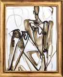 Sable Washed Study in Two Toned Frame - HALEY MATHEWES FINE ART original abstract art landscape figure figures landscapes Charleston artist unframed framed lucite gold watercolor charcoal canvas contemporary modern affordable classic