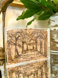 Avenue of Oaks in 5x7 Lucite - HALEY MATHEWES FINE ART original abstract art landscape figure figures landscapes Charleston artist unframed framed lucite gold watercolor charcoal canvas contemporary modern affordable classic