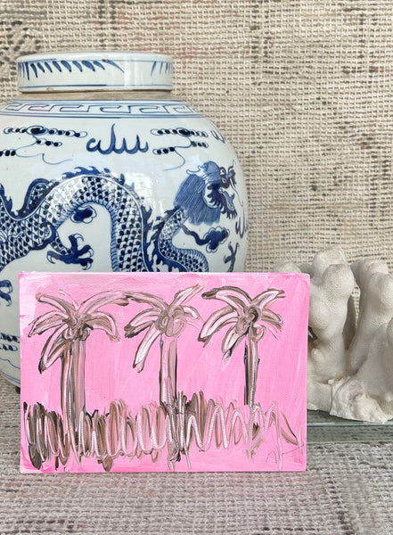 5x7 Pink Palms on Canvas Panel