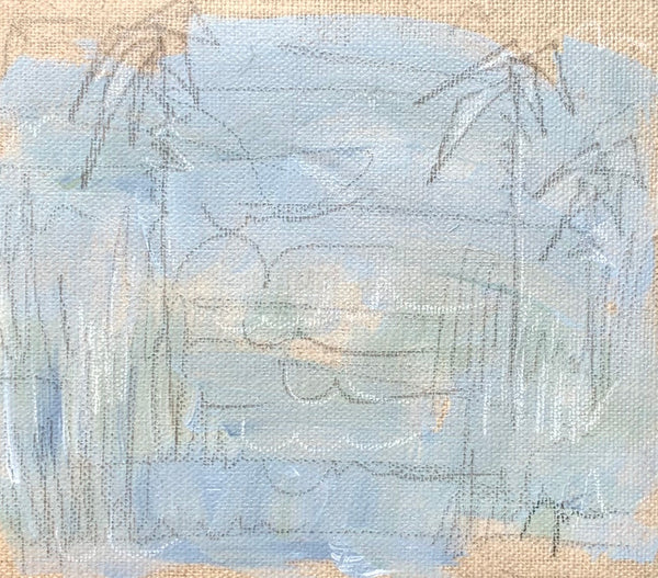 Beach Day on Belgian Linen 5 x 5.75