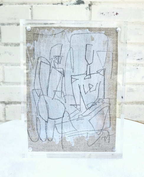 Figure Study I in 6x8 Lucite - HALEY MATHEWES FINE ART original abstract art landscape figure figures landscapes Charleston artist unframed framed lucite gold watercolor charcoal canvas contemporary modern affordable classic