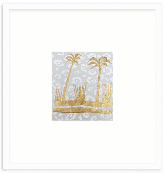 Gold Leaf Landscape on Snowy Leopard Collage I