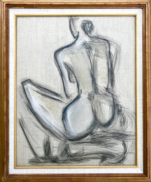 Linen Study III 20x24 - HALEY MATHEWES FINE ART original abstract art landscape figure figures landscapes Charleston artist unframed framed lucite gold watercolor charcoal canvas contemporary modern affordable classic