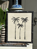 Bamboo Framed India Palms on Grasscloth