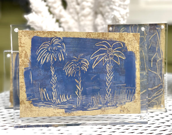 6x8 Etched Palms on Gold