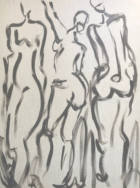 Figure Study on Linen Canvas - HALEY MATHEWES FINE ART original abstract art landscape figure figures landscapes Charleston artist unframed framed lucite gold watercolor charcoal canvas contemporary modern affordable classic