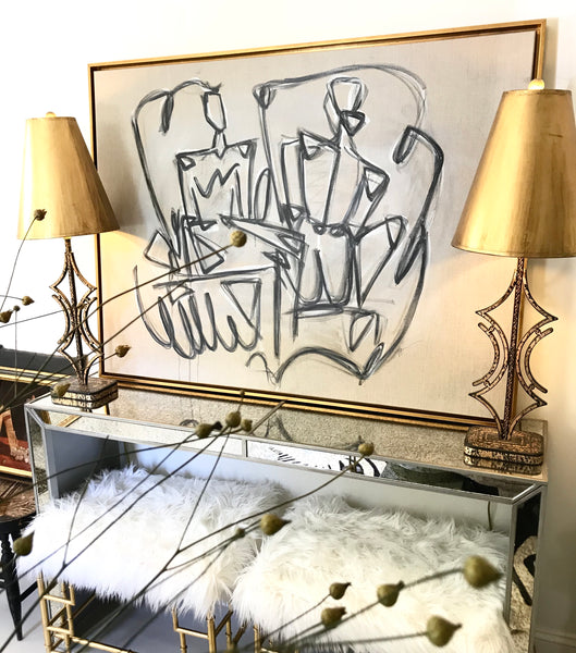Andalusia | 36x48 Figure Study on Canvas - HALEY MATHEWES FINE ART original abstract art landscape figure figures landscapes Charleston artist unframed framed lucite gold watercolor charcoal canvas contemporary modern affordable classic