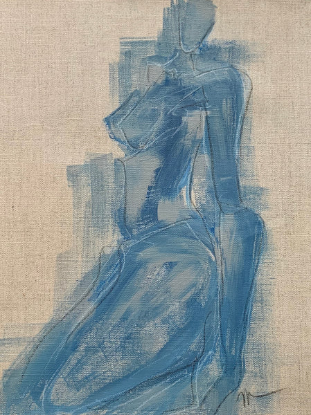 Linen Adelaide II - HALEY MATHEWES FINE ART original abstract art landscape figure figures landscapes Charleston artist unframed framed lucite gold watercolor charcoal canvas contemporary modern affordable classic