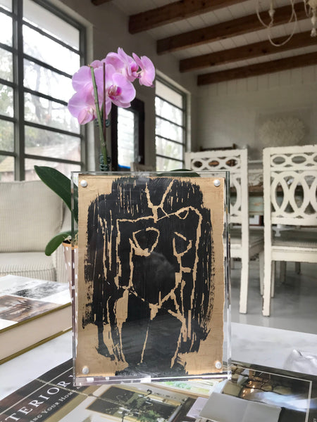 6x8 Lucite Figure Study Etching - HALEY MATHEWES FINE ART original abstract art landscape figure figures landscapes Charleston artist unframed framed lucite gold watercolor charcoal canvas contemporary modern affordable classic