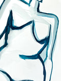 22x28.5 Cerulean Figure - HALEY MATHEWES FINE ART original abstract art landscape figure figures landscapes Charleston artist unframed framed lucite gold watercolor charcoal canvas contemporary modern affordable classic