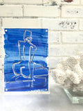 5x7 Blue Wash Lucite Figure I - HALEY MATHEWES FINE ART original abstract art landscape figure figures landscapes Charleston artist unframed framed lucite gold watercolor charcoal canvas contemporary modern affordable classic