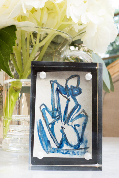 Mini Lucite Figure - HALEY MATHEWES FINE ART original abstract art landscape figure figures landscapes Charleston artist unframed framed lucite gold watercolor charcoal canvas contemporary modern affordable classic