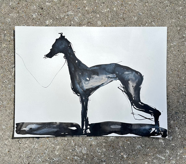 Batik India Ink Greyhound Painting