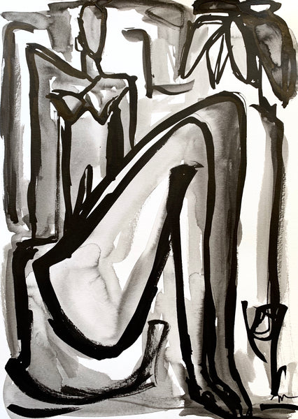 Jules I - HALEY MATHEWES FINE ART original abstract art landscape figure figures landscapes Charleston artist unframed framed lucite gold watercolor charcoal canvas contemporary modern affordable classic