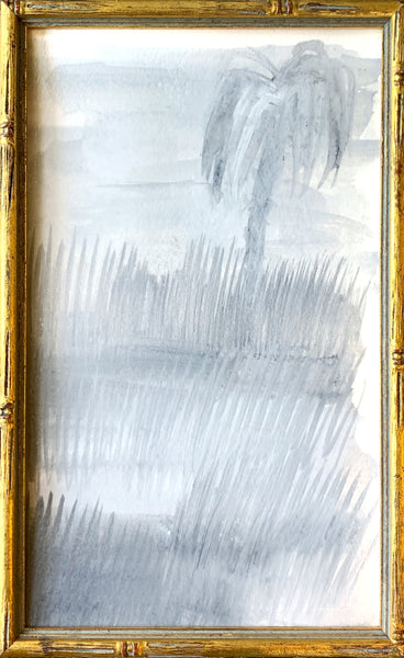 The Cay in Antique Frame - HALEY MATHEWES FINE ART original abstract art landscape figure figures landscapes Charleston artist unframed framed lucite gold watercolor charcoal canvas contemporary modern affordable classic