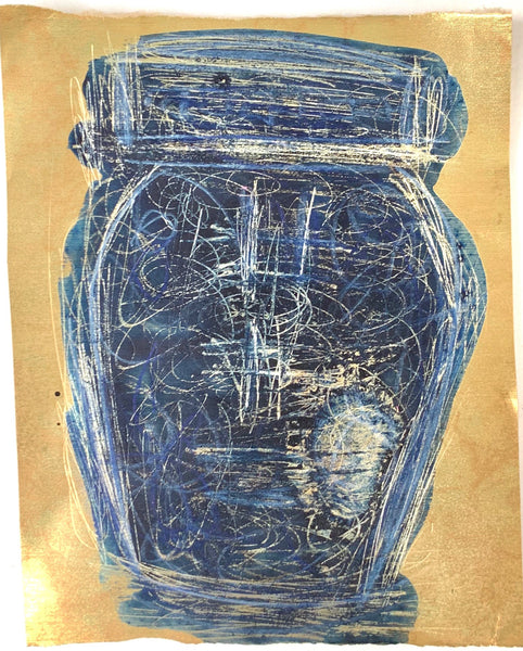 3.5x5 Ginger Jar - HALEY MATHEWES FINE ART original abstract art landscape figure figures landscapes Charleston artist unframed framed lucite gold watercolor charcoal canvas contemporary modern affordable classic