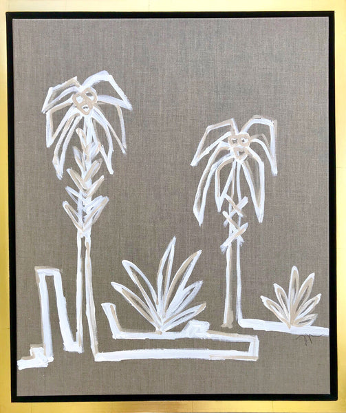 White Palm Study II - HALEY MATHEWES FINE ART original abstract art landscape figure figures landscapes Charleston artist unframed framed lucite gold watercolor charcoal canvas contemporary modern affordable classic