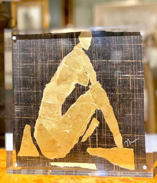 Nevine in Lucite - HALEY MATHEWES FINE ART original abstract art landscape figure figures landscapes Charleston artist unframed framed lucite gold watercolor charcoal canvas contemporary modern affordable classic