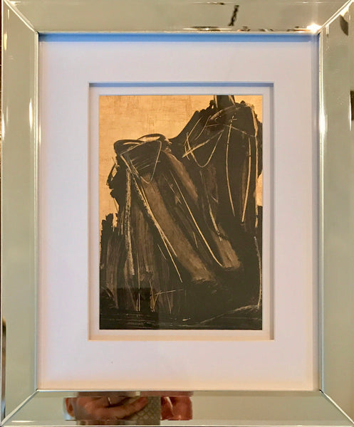 Figure In Mirror Frame - HALEY MATHEWES FINE ART original abstract art landscape figure figures landscapes Charleston artist unframed framed lucite gold watercolor charcoal canvas contemporary modern affordable classic