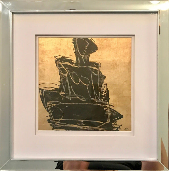 Figure In Mirror Frame - HALEY MATHEWES FINE ART original abstract art landscape figure figures landscapes Charleston artist unframed framed lucite gold watercolor charcoal canvas contemporary modern affordable classic
