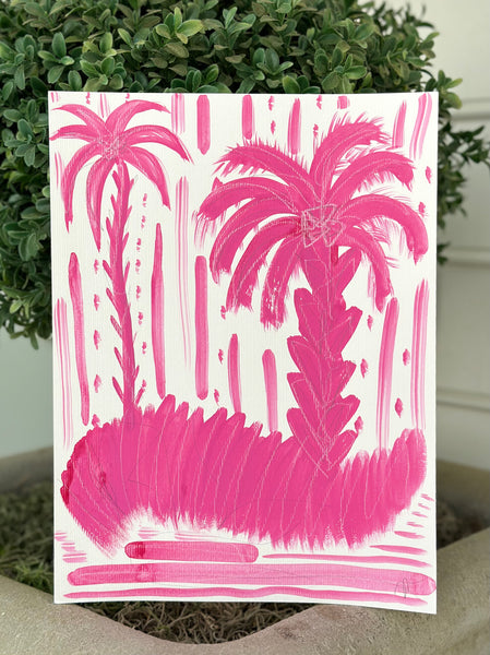 9x12 Pink Happy Palm II