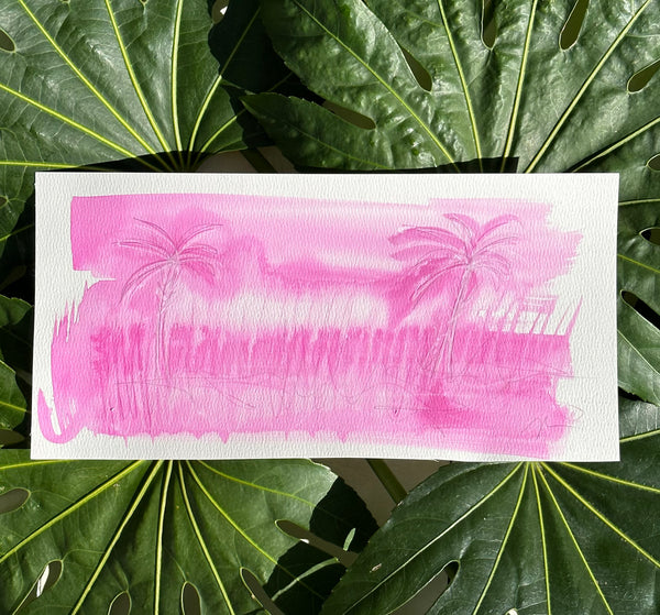 Pink Cay Palms II 6x12